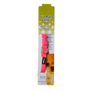 [Pack of 4] - Li'l Pals Adjustable Nylon Collar - Neon Pink 6"-8" Long x 5/16" Wide