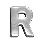 3/4"" (18mm) Chrome Letter Sliding Charms R""