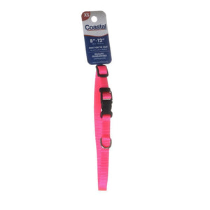 [Pack of 4] - Tuff Collar Nylon Adjustable Collar - Neon Pink 8"-12" Long x 3/8" Wide
