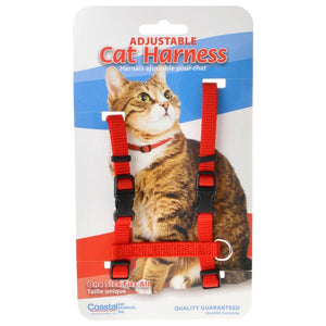 [Pack of 3] - Tuff Collar Nylon Adjustable Cat Harness - Red Girth Size 10"-18"