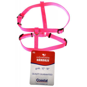[Pack of 3] - Tuff Collar Nylon Adjustable Dog Harness - Neon Pink X-Small (Girth Size 10"-14")