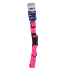 [Pack of 4] - Tuff Collar Nylon Adjustable Collar - Neon Pink 10"-14" Long x 5/8" Wide
