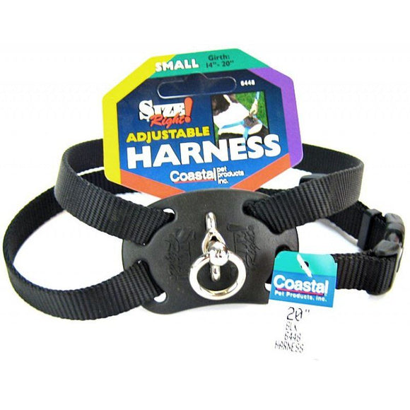 [Pack of 3] - Coastal Pet Size Right Nylon Adjustable Harness - Black Small (Girth Size 18