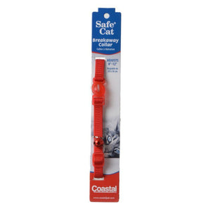 [Pack of 4] - Coastal Pet Safe Cat Nylon Adjustable Breakaway Collar - Red 8"-12" Neck