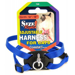 [Pack of 3] - Coastal Pet Size Right Nylon Adjustable Cat Harness - Blue Girth Size 12"-18"