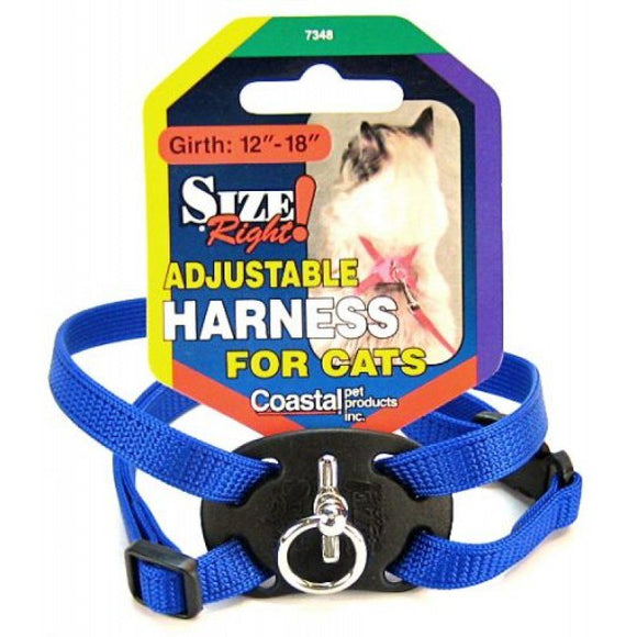 [Pack of 3] - Coastal Pet Size Right Nylon Adjustable Cat Harness - Blue Girth Size 12