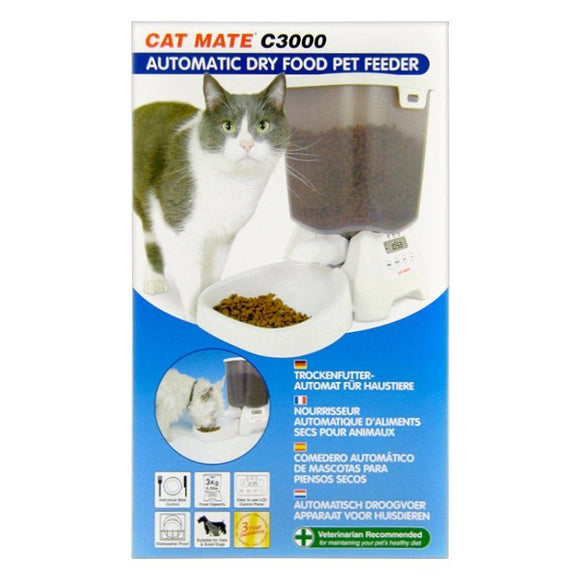 Cat Mate Automatic Dry Pet Food Feeder C3000 Program to Feed 3x/Day