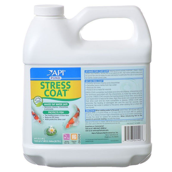 PondCare Stress Coat Plus Fish & Tap Water Conditioner for Ponds 64 oz (Treats 7;680 Gallons)