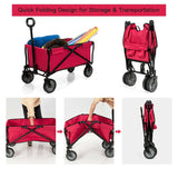 Collapsible Outdoor Utility Wagon Folding Garden Tool Cart-Color BLUE/GRAY/ RED