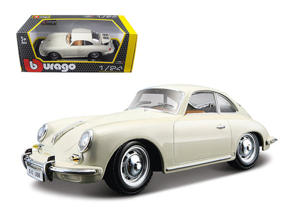 PACK OF 2 - 1961 Porsche 356 B Coupe Ivory White 1/24 Diecast Model Car by Bburago