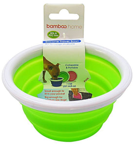 [Pack of 4] - Bamboo Silicone Travel Bowl - Assorted 1-Cup Tray