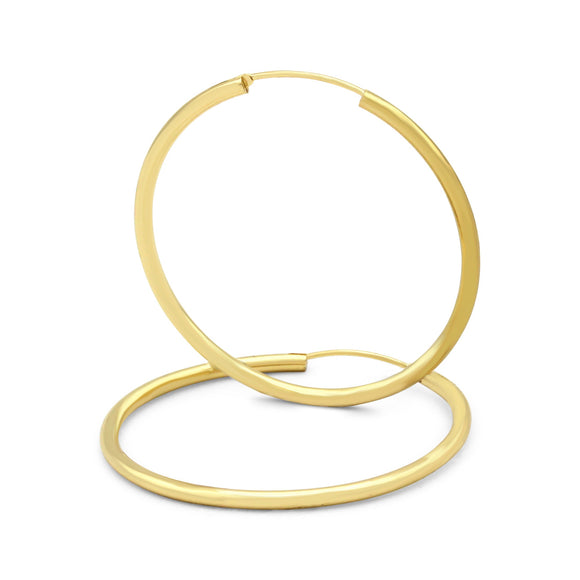 14K Gold Plated Hoop Earrings 2 mm 25 - 70 mm - 30 mm