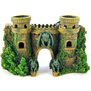 [Pack of 2] - Blue Ribbon Castle Fortress with Gargoyle Ornament Large - 10"L x 3.5"W x 5.5"H
