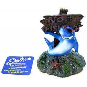 [Pack of 4] - Blue Ribbon Cool Shark No Fishing Sign Ornament 3"L x 3"W x 3.5"H
