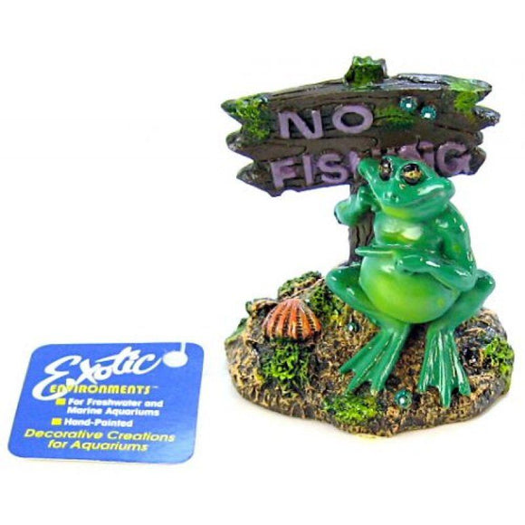 [Pack of 4] - Blue Ribbon Pot Belly Frog No Fishing Sign Ornament 3
