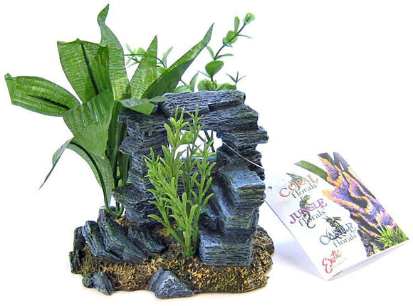 [Pack of 3] - Blue Ribbon Rock Arch with Plants Ornament Small - 5.5