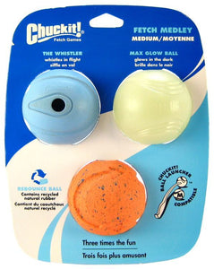 [Pack of 2] - Chuckit Fetch Medley Balls Medium Ball - 2.25" Diameter (3 Pack)