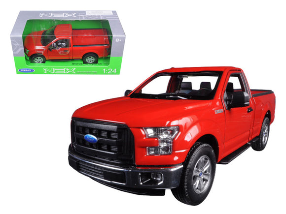 PACK OF 2 - 2015 Ford F-150 Regular Cab Pickup Truck Red 1/24-1/27 Diecast Model Car by Welly