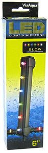 [Pack of 2] - Via Aqua LED Light & Airstone Slow Color Changing 1.8 Watts - 6" Long (6 Multicolor LED's)