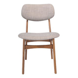 19.3" X 20" X 30.9" 2 Pcs Dove Gray Linen Polyblend Rubberwood Dining Chair