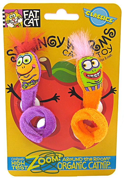 [Pack of 4] - Fat Cat Springy Worm Catnip Toy - Assorted Springy Worm Catnip Toy
