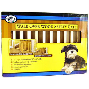 Four Paws Walk Over Wood Safety Gate with Door 30"-44" Wide x 18" High