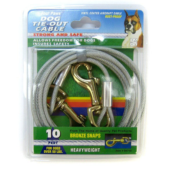 [Pack of 3] - Four Paws Dog Tie Out Cable - Heavy Weight - Black 10' Long Cable