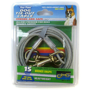 [Pack of 3] - Four Paws Dog Tie Out Cable - Heavy Weight - Black 15' Long Cable