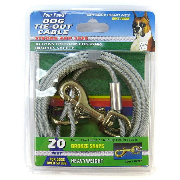 [Pack of 3] - Four Paws Dog Tie Out Cable - Heavy Weight - Black 20' Long Cable
