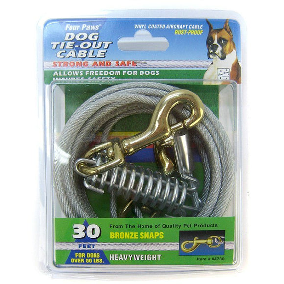 [Pack of 2] - Four Paws Dog Tie Out Cable - Heavy Weight - Black 30' Long Cable