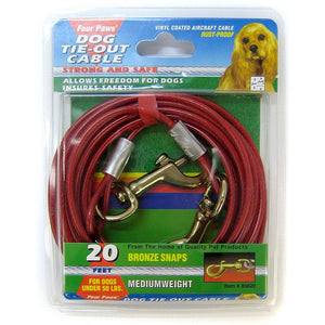 [Pack of 3] - Four Paws Dog Tie Out Cable - Medium Weight - Red 20" Long Cable