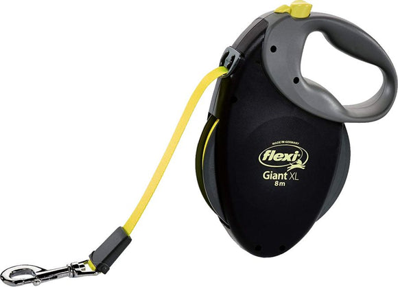 Flexi Giant Retractable Tape Dog Leash - Black / Neon X-Large - 26' Long Dogs over 110 lbs
