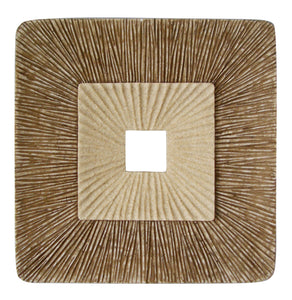1" x 26" x 26" Brown Concave Square Double Layer Ribbed  Wall Plaque