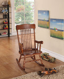 Embossed Cherry Brown Wooden Youth Rocking Chair