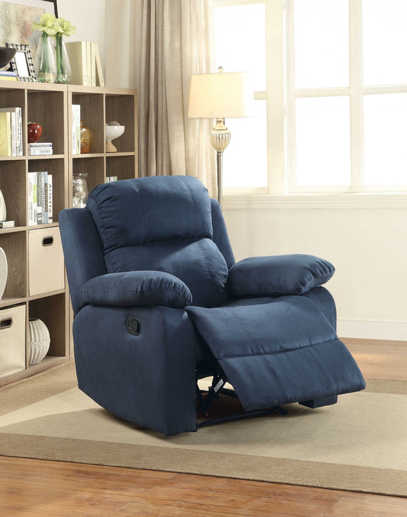 Microfiber Motion Recliner Chair in Blue