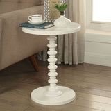 Fun White Wood Pedestal End Table