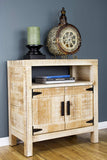 Wood & Iron Accent Cabinet With Open Shelf Doors,Handles And Hinges