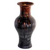 Lila Copper And Pewter Foil and Lacquer Ceramic Vase