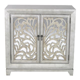 Antique Silver W/ Gold MDF, Wood, Mirrored Glass Sideboard With Doors And Gold Paint