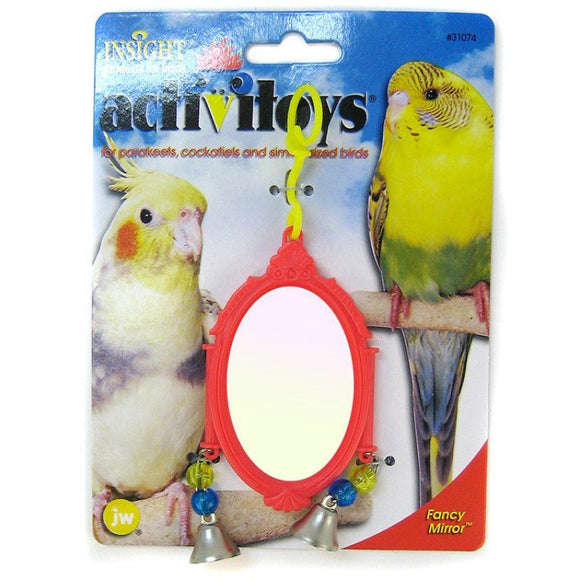 [Pack of 4] - JW Insight Fancy Mirror Bird Toy - Assorted Fancy Mirror Bird Toy - Assorted Colors