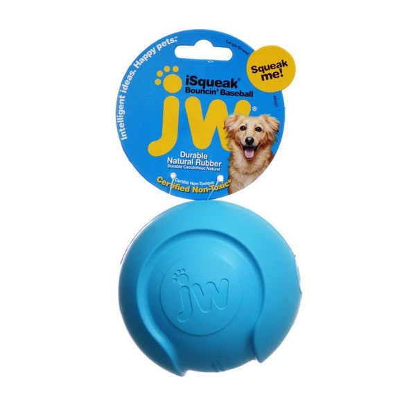 [Pack of 4] - JW Pet iSqueak Bouncing Baseball Rubber Dog Toy Large - 4