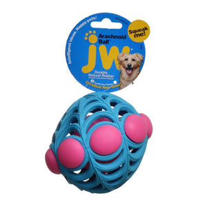 [Pack of 4] - JW Pet Arachnoid Ball Squeaker Dog Toy Medium - 5" Diameter