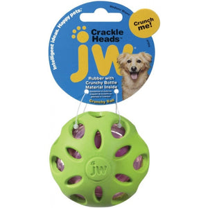 [Pack of 4] - JW Pet Crackle Heads Ball Dog Chew Toy - Assorted 1 count