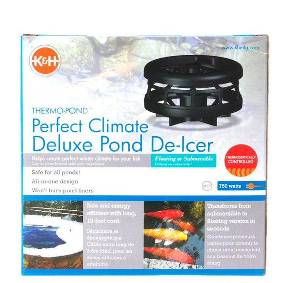 K&H Pet Products Thermo-Pond Perfect Climate Deluxe Pond De-Icer 750 Watts with 12' Cord
