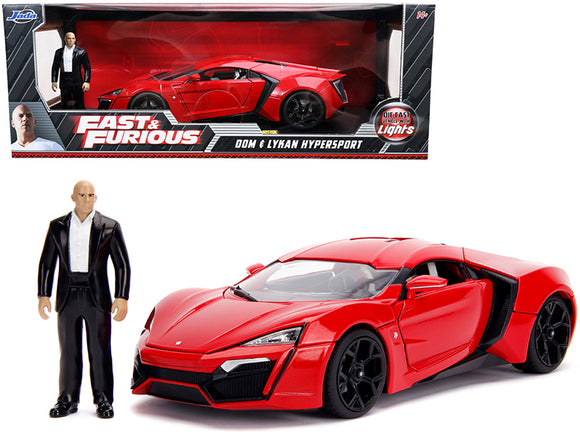 Lykan Hypersport Red with Lights and Dom Figurine \Fast & Furious\