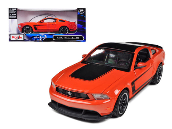 PACK OF 2 - 2012 Ford Mustang Boss 302 Orange and Black 1/24 Diecast Model Car by Maisto