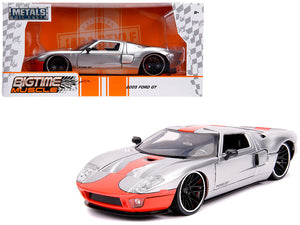 PACK OF 2 - 2005 Ford GT Silver with Orange Stripe Bigtime Muscle"" 1/24 Diecast Model Car by Jada""""