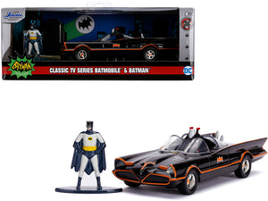 PACK OF 2 - 1966 Batmobile with Diecast Batman Figurine Batman"" (1966-1968) Classic TV Series ""DC Comics"" ""Hollywood Rides"" Series 1/32 Diecast Model Car by Jada""""