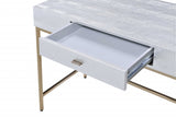 43" X 19" X 32" Champagne And  Silver Metal Tube Desk