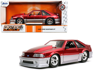 1989 Ford Mustang GT 5.0 Candy Red and Silver Bigtime Muscle"" 1/24 Diecast Model Car by Jada""""